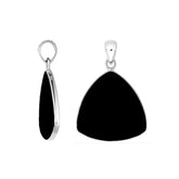 Sterling Silver Black Shell Triangular Pendant With Midnight Lustre And Balinese Elegance.